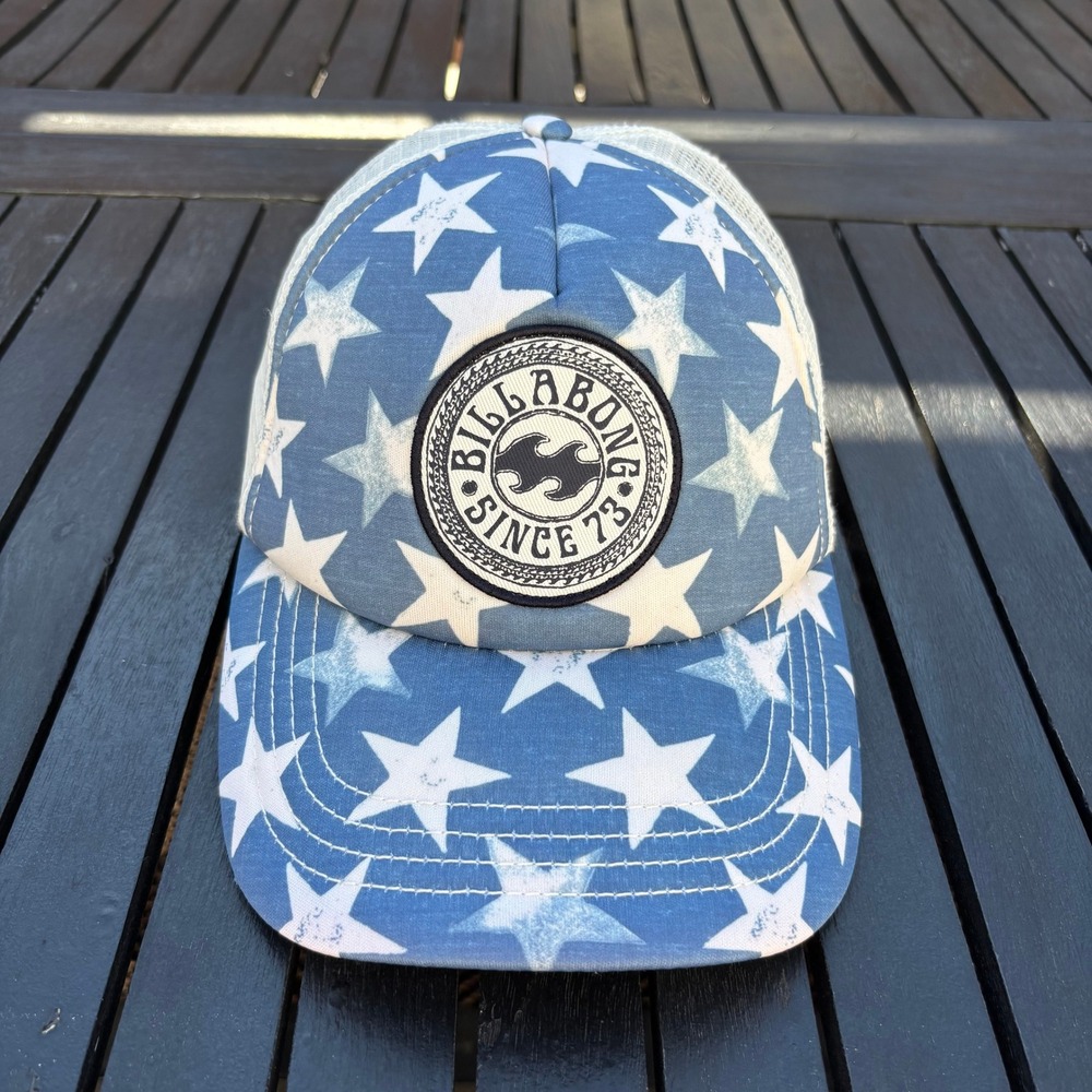Billabong Trucker Hat Unisex OS Blue Stars Good Snapback Mesh Cap